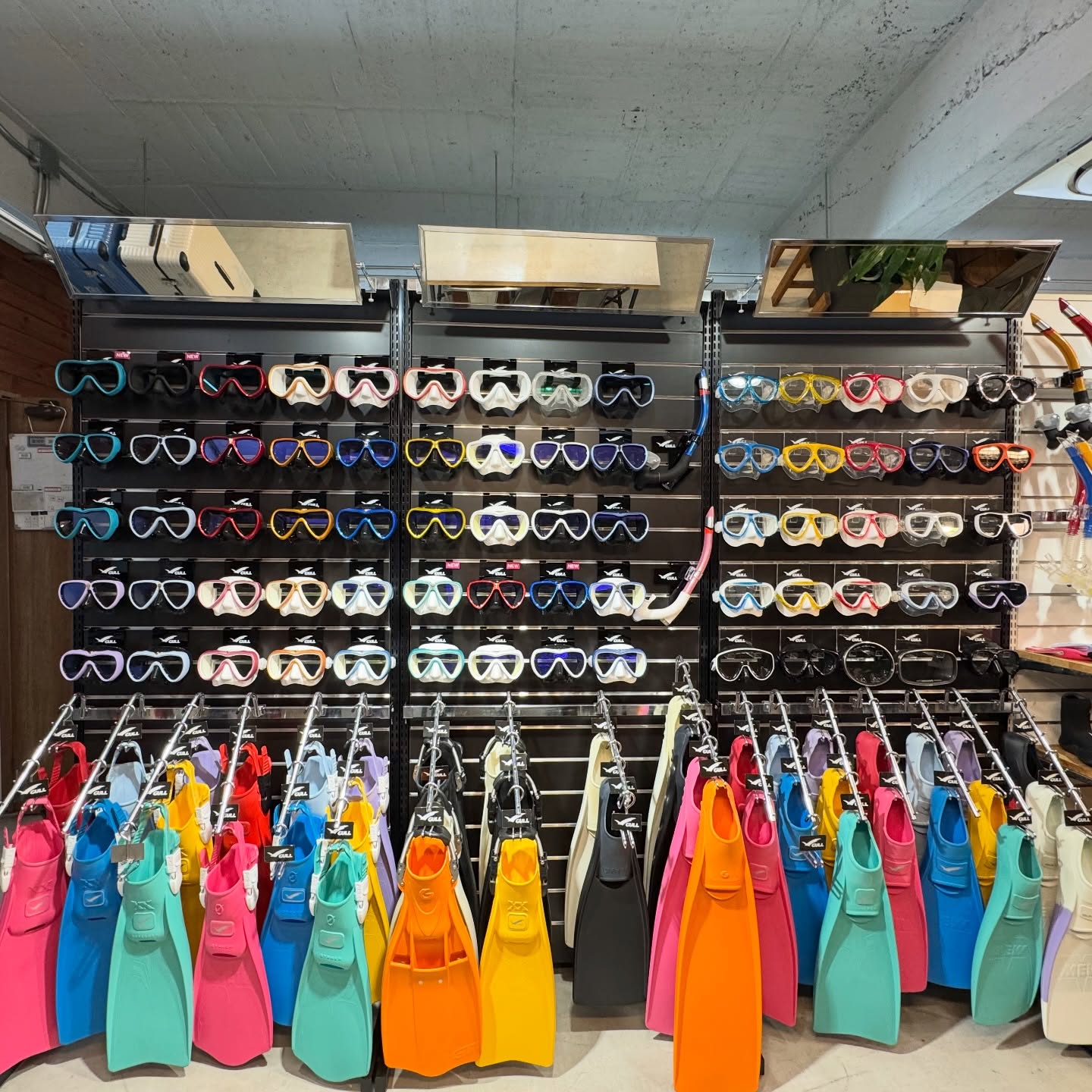 ダイビング軽器材、マスク・フィン